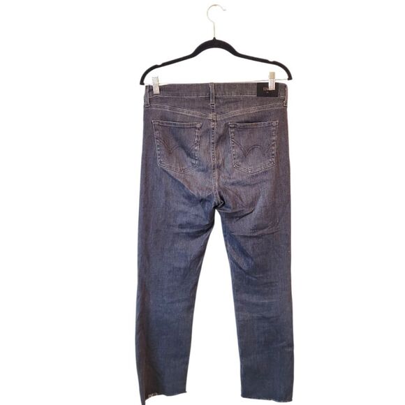Edwin Anthropologie Women's Charcoal Grey Straight Leg Raw Hem Jeans Size 29 - Picture 2 of 6